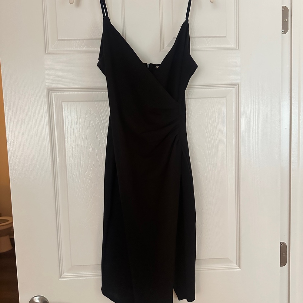 Altar'd State Black Asymmetrical Slip Dress